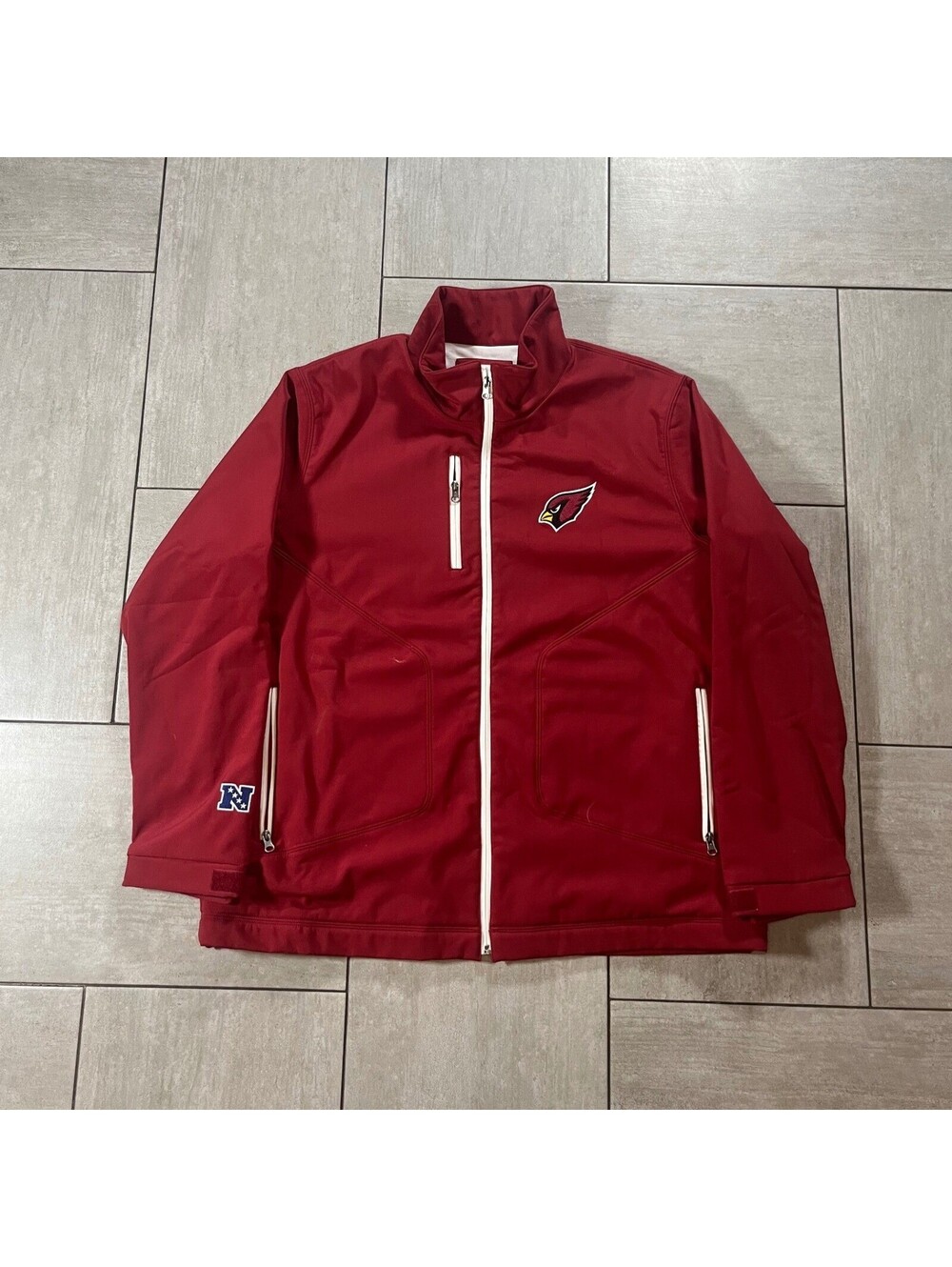 NFL Arizona Cardinals Softshell Fleece Lined Jacket Red Mens XL Full Zip 1072
